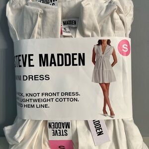 Steve Madden Cream Knot Front Mini Dress